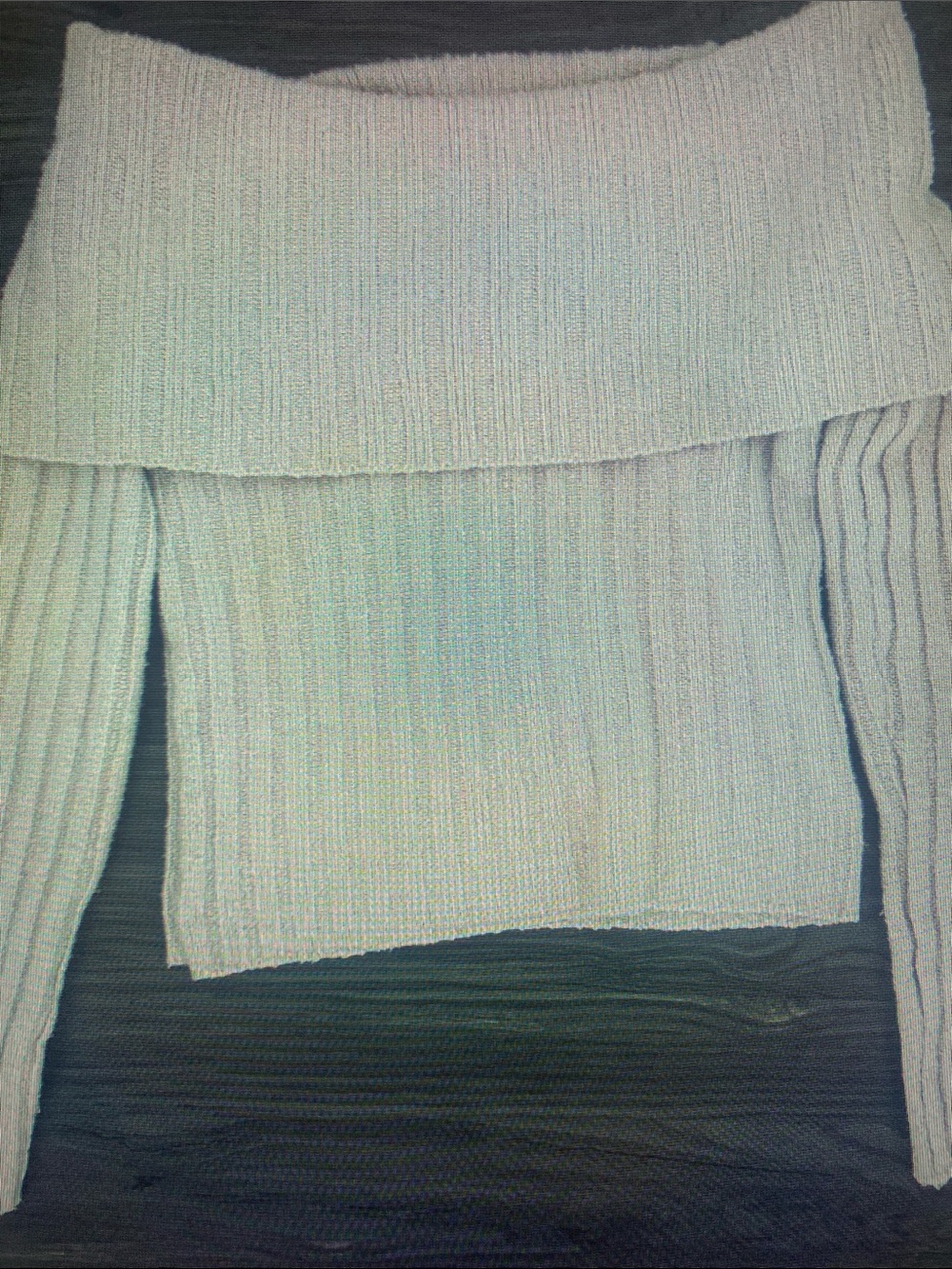 Pink Rose Off-the-Shoulder Cream Ribbed Knit Top